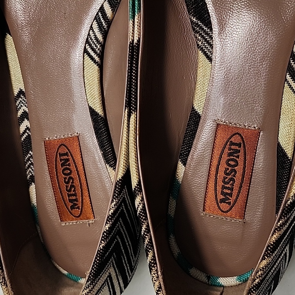 Missoni Chevron Ballet Flats Black / Green Size 39.5/ 9. - Picture 5 of 16
